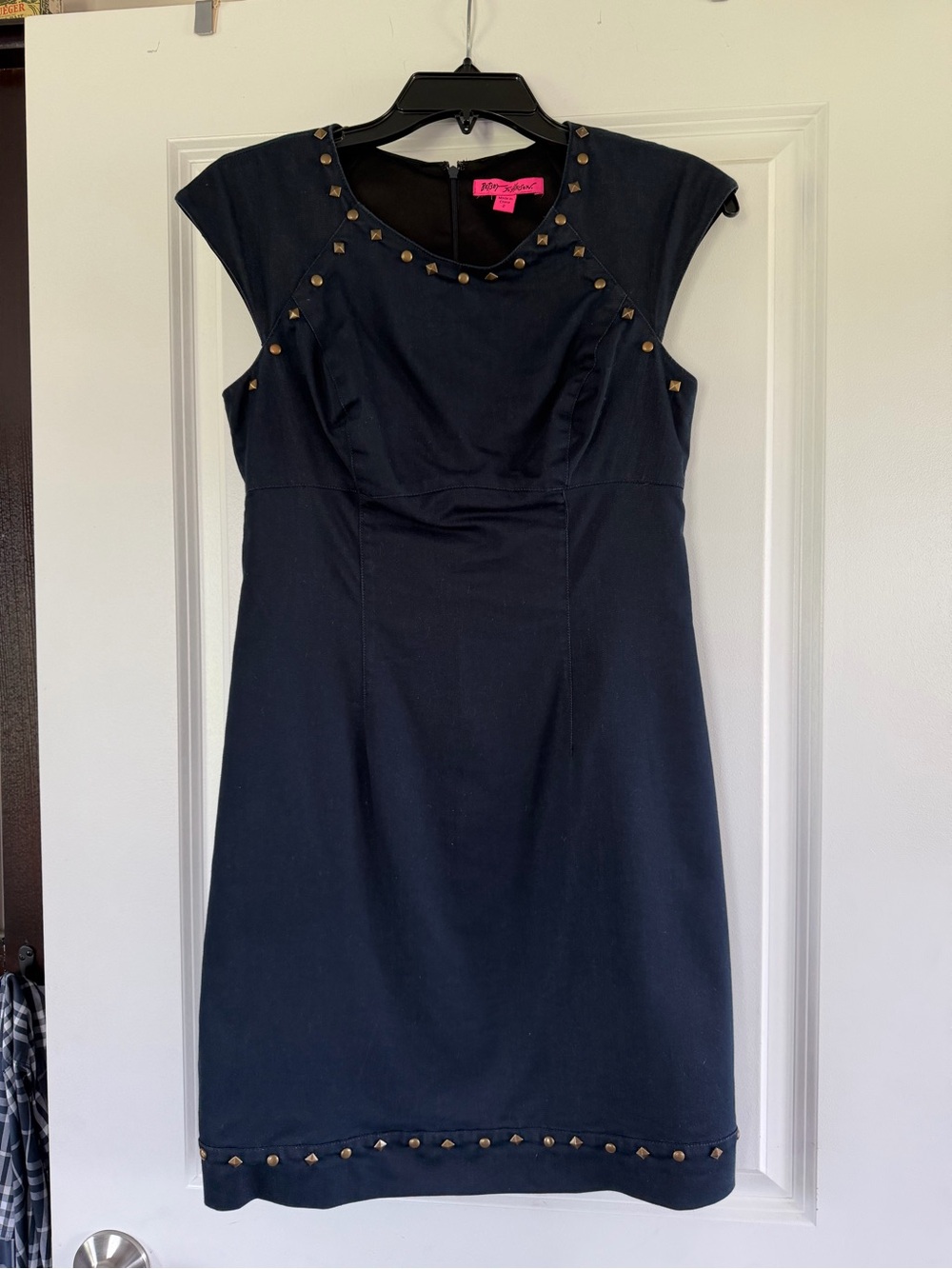 Betsey Johnson Navy Dress with Gold Stud Accents